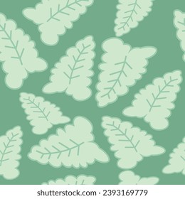 Artistically Leaf drawn, stylized, vector set of leafs on background. Leafs repeating pattern