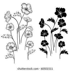 artistically painted delicate flowers on a white background.