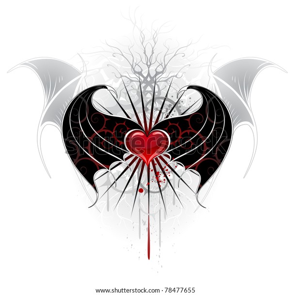 Artistically Painted Red Heart Vampire Black Stock Vector (Royalty Free ...