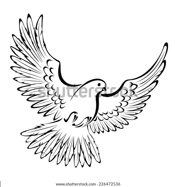 Artistically Painted Stylized Flying Dove On Stock Vector (Royalty Free ...