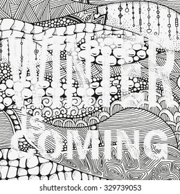 Artistically winter, christmas, ethnic pattern. Vector.  Hand-drawn, ethnic, floral, retro, doodle, zentangle, tribal design element.