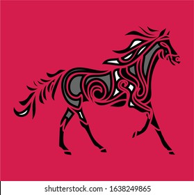 Artistic,stylized vector graphic of wild horse
