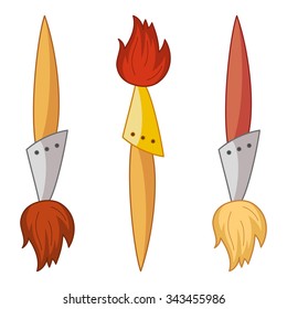 Artist's brushes for drawing, set of art brushes from a light and dark tree. Vector illustration