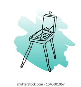 Artists easel doodle vector illustration