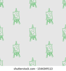 Artists easel doodle vector seamless pattern
