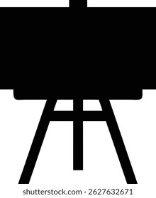 An artist's easel in solid black silhouette against a white background creates a stark, minimalist visual. The easel is perfect for art projects, studio branding, or creative presentations.