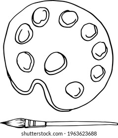 Artist's palette paint for drawing doodle sketch graphic illustration hand-drawn print coloring book for kids and adults art supplies