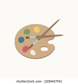 Artist's palette with paints. Flat colorful illustration.