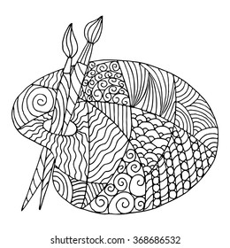 Artists palette. Zentangle pattern for coloring book