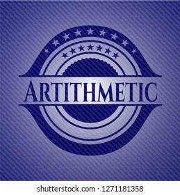 Artithmetic emblem with jean background