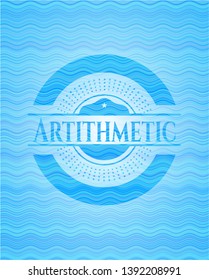 Artithmetic sky blue water emblem background. Vector Illustration. Detailed.