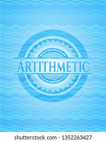 Artithmetic water concept badge background.