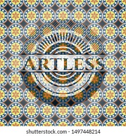 Artless arabic style badge. Arabesque decoration.