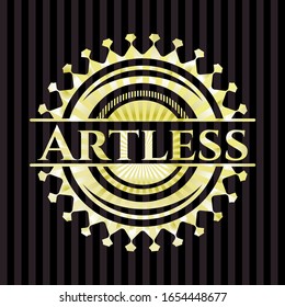 Artless gold shiny badge. Vector Illustration. Detailed.