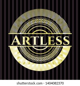 Artless golden emblem or badge. Vector Illustration. Detailed.