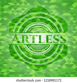 Artless realistic green emblem. Mosaic background