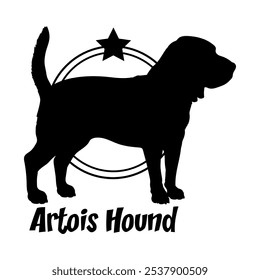 Artois Hound. dog silhouette,  dog, dog breeds, logo, vector, silhouette, logo design, animal, illustration, icon, sign, design, black,  symbol, pet