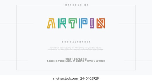 ARTPIN abstract lined minimal modern alphabet fonts. Typography technology vector illustration