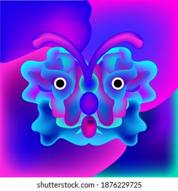 Gradiente abstracto de mariposa de arte. Mariposa doodle en fondo abstracto de gradientes
