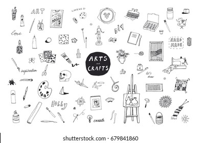 arts and crafts doodle vector objects set