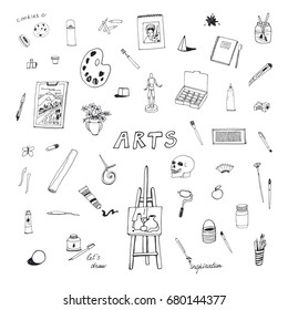 arts and crafts doodle vector objects set