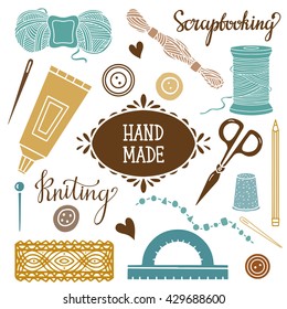 Arts Crafts Hand Drawn Supplies Tools Stock Vector (Royalty Free) 429688600