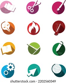 Arts   Crafts icon set for different specializations color coded gradient pallet 