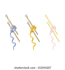 Arts and crafts - knitting needles wrapped thread