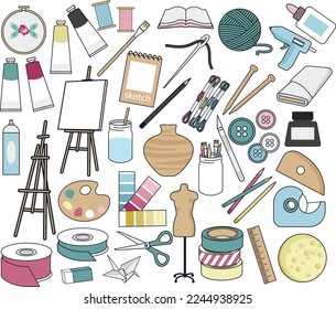 Arts and Crafts vector clipart set