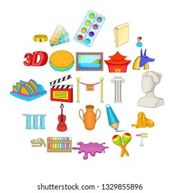 Arts icons set. Cartoon set of 25 arts icons for web isolated on white background
