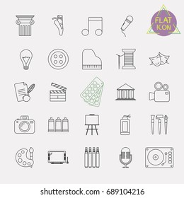 arts line icon set