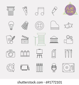 arts line icon set