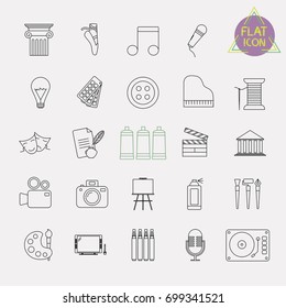 arts line icon set