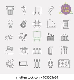 arts line icon set