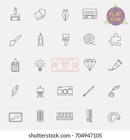 arts line icon set