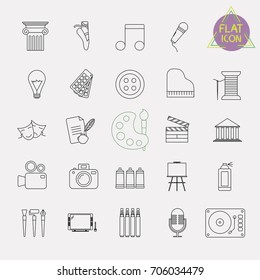 arts line icon set