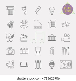 arts line icon set