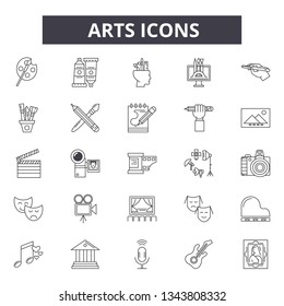 Arts line icons for web and mobile design. Editable stroke signs. Arts  outline concept illustrations