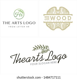 The arts logo with letter HR leaf and wood suitable for design company lettering business brand beauty organic