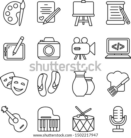 Arts outline web icon set. Editable stroke