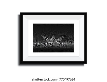 Arts paper boat floating on white light on black and line wave background in realistic picture frame. Attracting attention, Idea for,graphic,web design,EPS10.