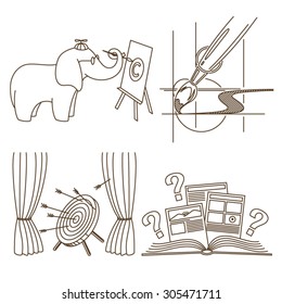 Arts and performance vector line illustration