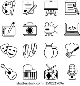 Arts simple web icon set. Editable stroke