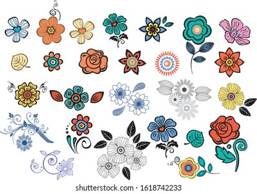 
Arts in vector with miscellaneous colorful flowers and leaves