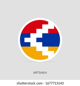 Icono de botón Artsakh con sombra, icono de bandera redonda.