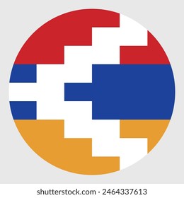 Artsakh Circle Flag. Flagge der Republik Artsakh. Flag-Symbol. Standardfarbe. Runde Flagge. Computerdarstellung. Digitale Darstellung. Vektorillustration.