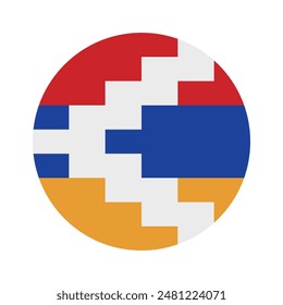 Bandera del círculo Artsakh. Bandera de la República de Artsajá. Icono de marca. Color estándar. Bandera redonda. Ilustración de computadora. Ilustración digital Ilustración vectorial.