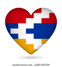 Artsakh flag in heart shape. Vector illustration.