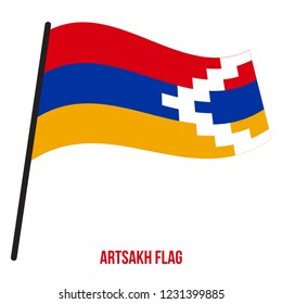 Artsakh Flag Waving Vector Illustration on White Background. Artsakh National Flag.