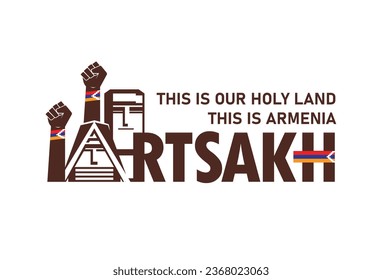 Logo de Artsakh Strong vector. Esta Es Nuestra Tierra Santa. Esto es Armenia. Ilustración de Freedom Artsakh.